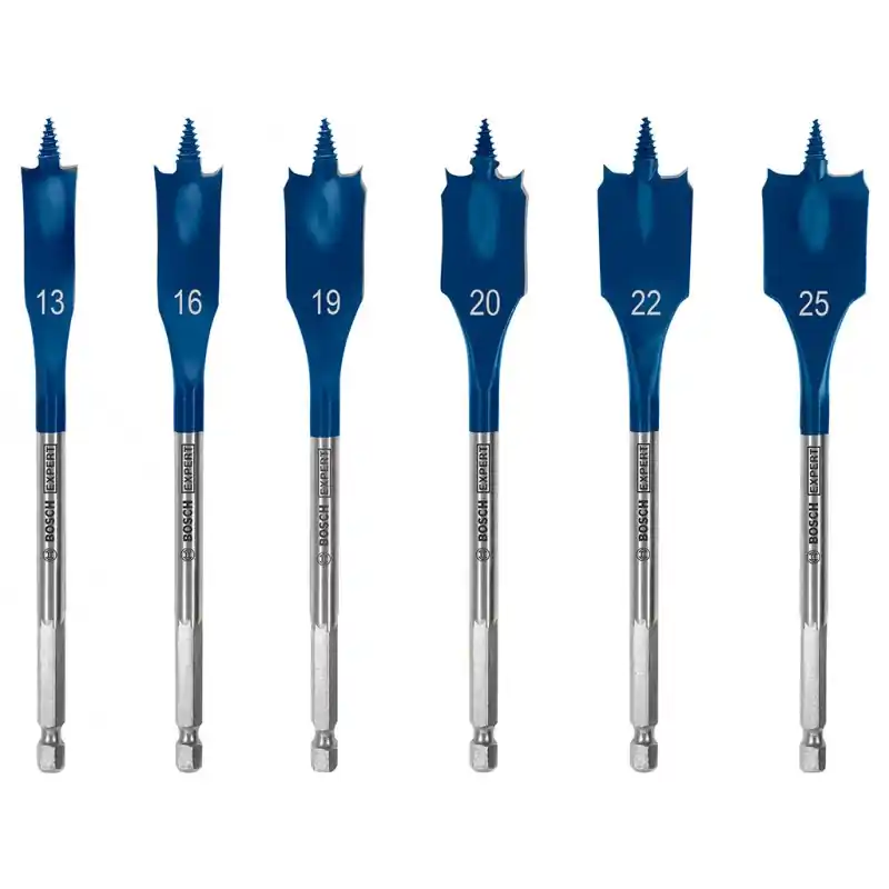 BOSCH EXPERT Self Cut Speed Flachfräsbohrer-Set, 13/16/19/20/22/25 mm, 6-tlg. 2608900333 Heißes Angebot