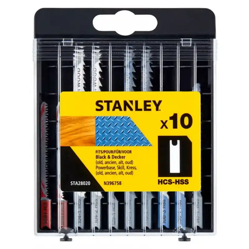 Stanley STA28020-XJ 10-teiliger Set HCS-HSS-Sägeblätter für Holz und Metall, Typ U Sonderaktion