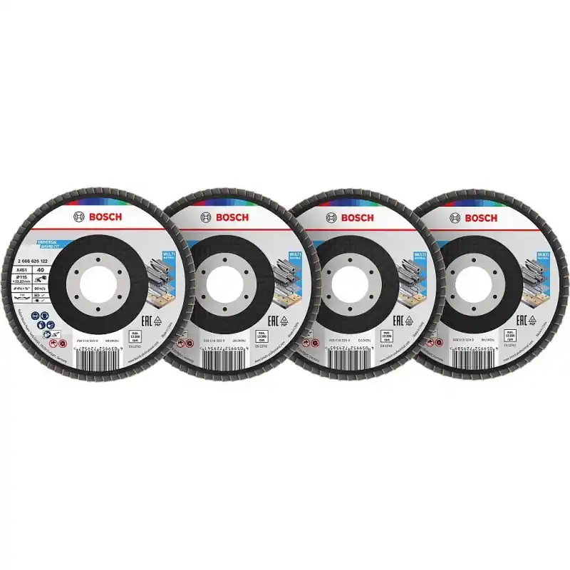 BOSCH X451 Fächerschleifscheiben Set, 115 x 22,23 mm, K40; K60; K80; K120, T29 2608626161 Sofort Bestellen