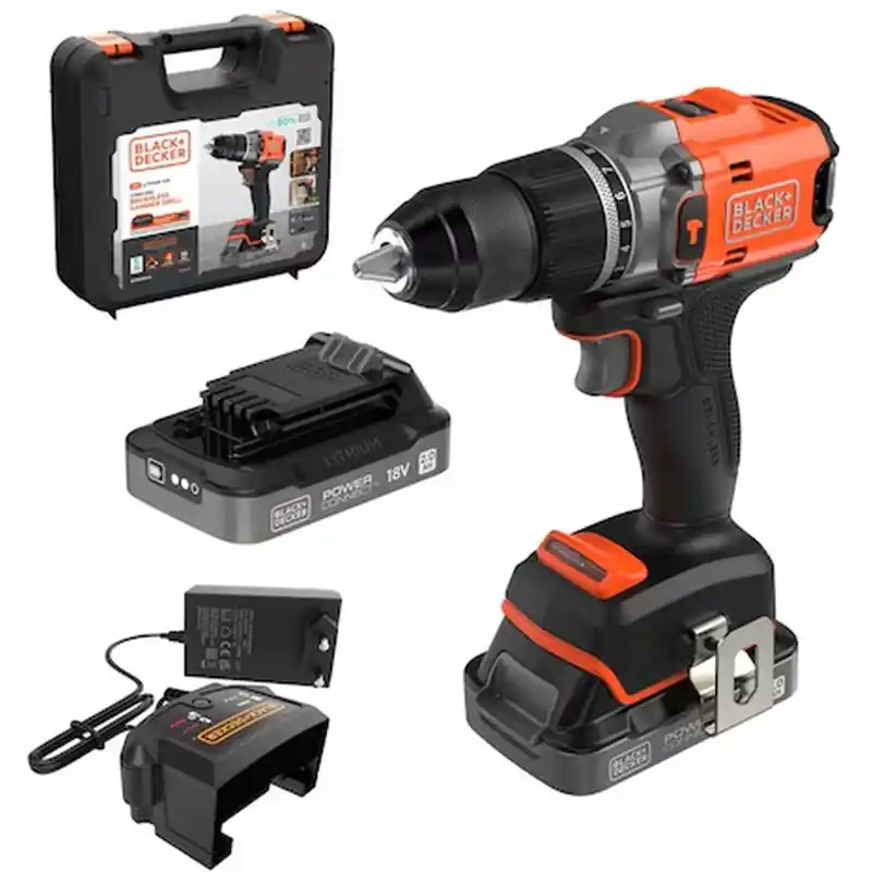 Preisreduziert Black & Decker BLD683D2XK-QW Bürstenlose Schlagbohrmaschine (50Nm/18V/2x2,0Ah), Koffer