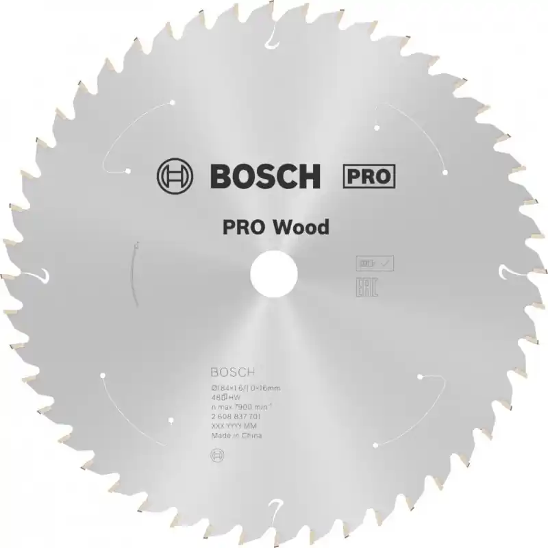 Neue Kollektion BOSCH PRO Wood cordless Kreissägeblatt 184x16x1,6/1,0x48T 2608837701