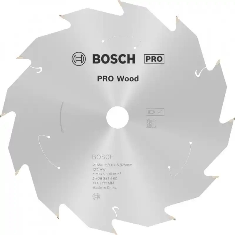 Super-Preis BOSCH PRO Wood cordless Kreissägeblatt 165x15,875x1,5/1,0x12T 2608837680