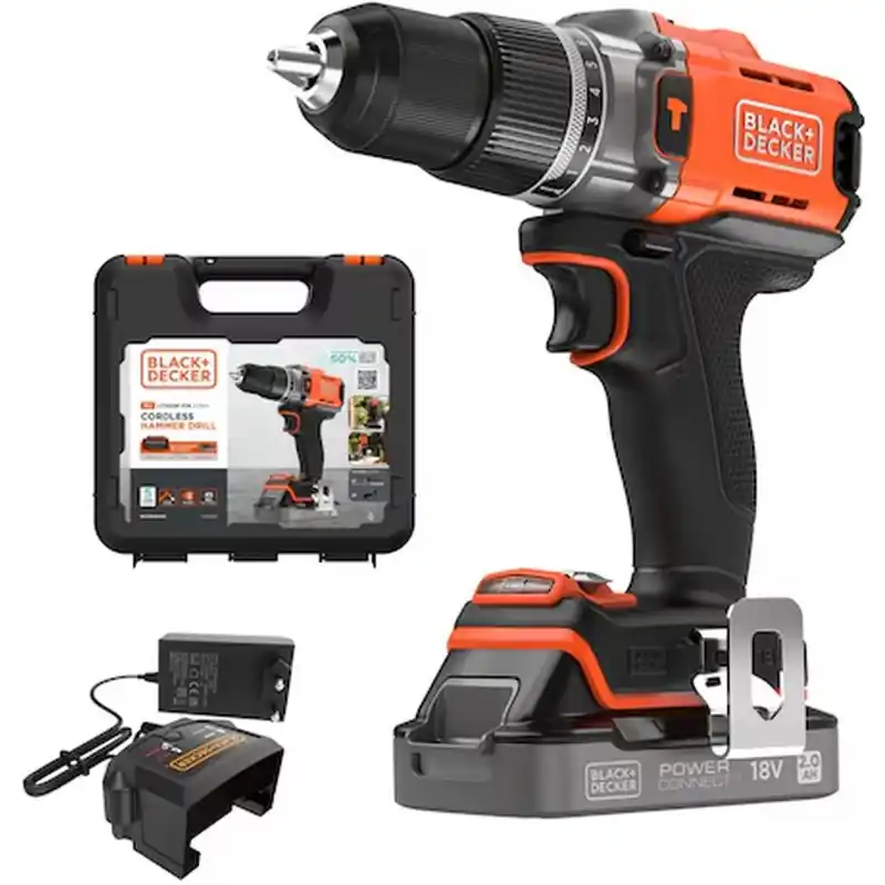 Sale Black & Decker BCD383D1XK-QW Akku-Schlagbohrschrauber (45Nm/18V/1x2,0Ah), Koffer