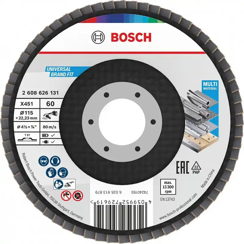 Online Kaufen BOSCH X451 Fächerschleifscheibe, 115 × 22,23 mm, G60, T27 2608626131