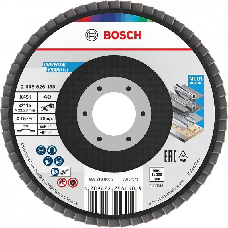 BOSCH X451 Fächerschleifscheibe, 115 × 22,23 mm, G60, T27, 15 ks 2608626172 Neu Im Sortiment