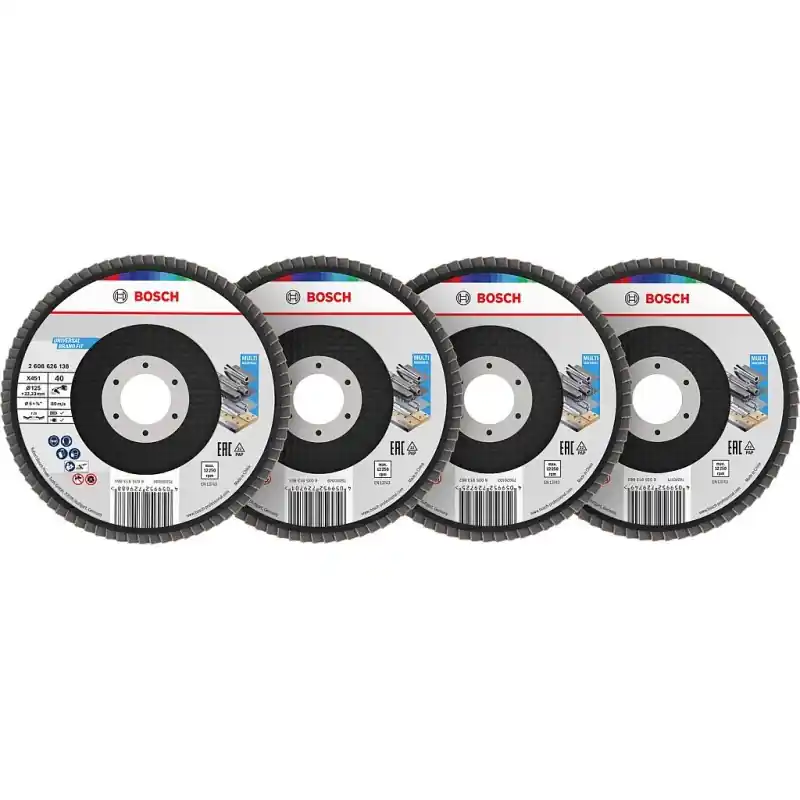 BOSCH X451 Fächerschleifscheiben Set, 125x22,23 mm, G40; 60; 80; 120, T29 2608626160 Finale Aktion