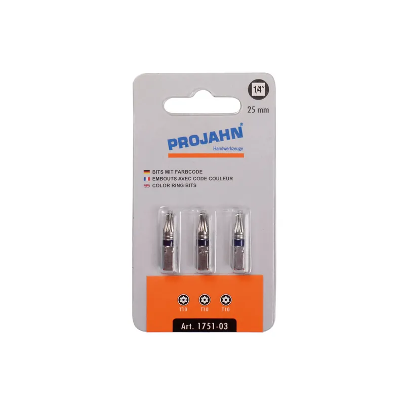 PROJAHN Color-Ring 1/4" markierter Bit TORX® TX10 mit Bohrung L25 mm 3er-Pack Sonderangebot