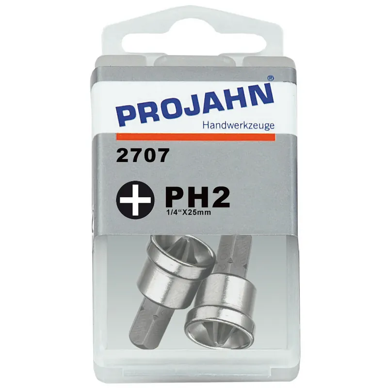 PROJAHN Plus 1/4" Bit PH2 Phillips Nr. 2 mit Tiefenstopp 25 mm 2er-Pack Kracherpreis