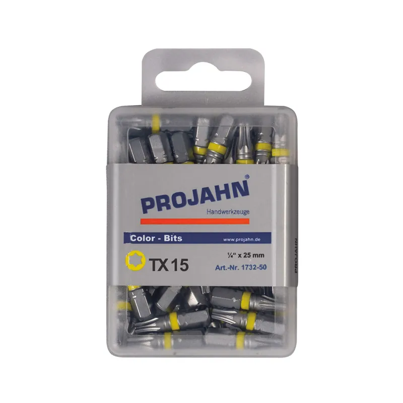 Geprüft PROJAHN Color-Ring 1/4" markierter Bit TORX® TX15 L25 mm 50er-Pack