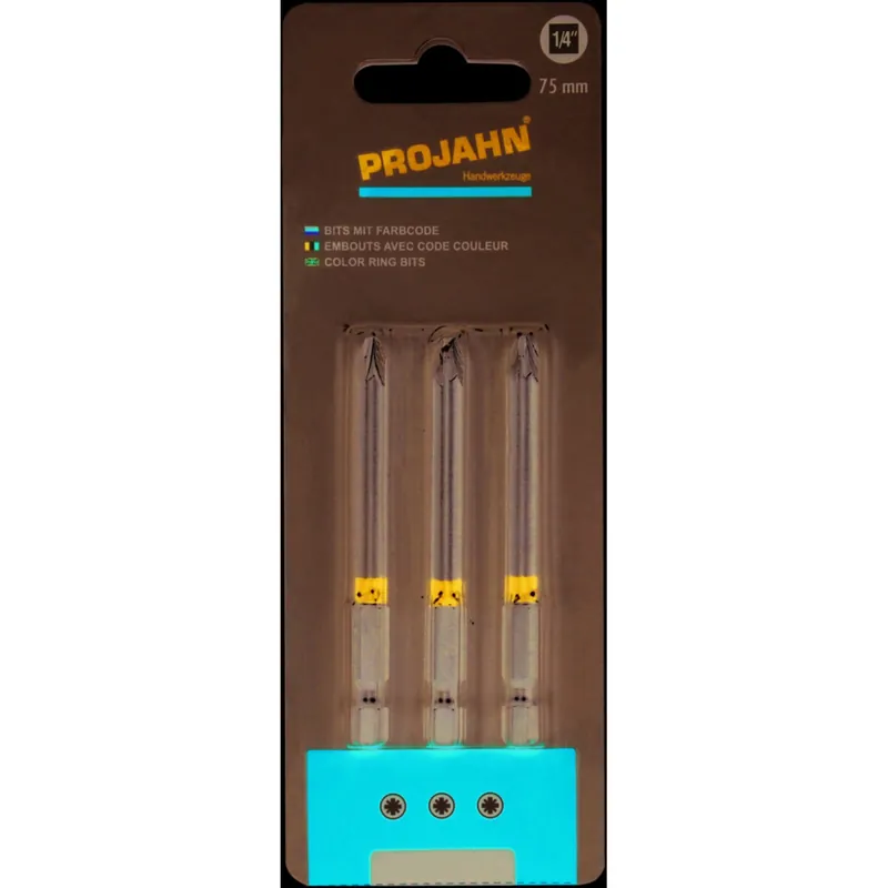 PROJAHN 1/4" markierter Bit L75 mm Pozidriv Nr 1 3er-Pack Letzte Chance