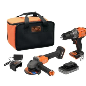 Sofort Bestellen Black+Decker Kombi-Set 18V Akku-Schlagbohrmaschine und Schleifer BCK24E1SB