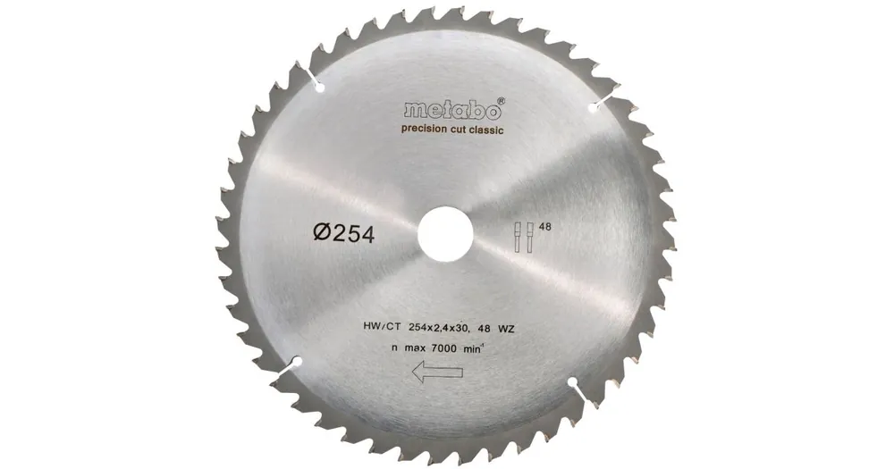 METABO Sägeblatt HW/CT 254 x 30 mm, 48 Zähne, 5 Neg. 628061000 Saisonangebot