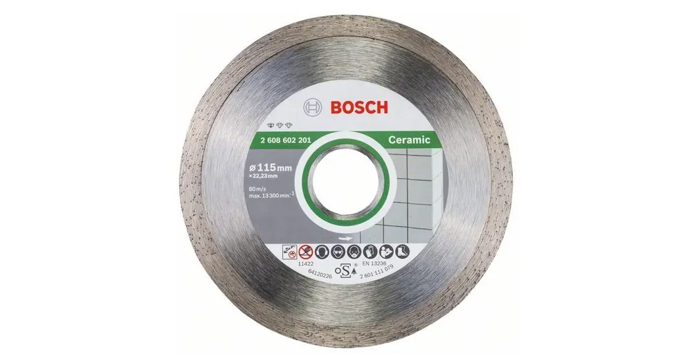 Expressversand BOSCH Diamant-Trennscheibe Standard für Keramik 115 x 22,23 x 1,6 x 7 mm 2608602201