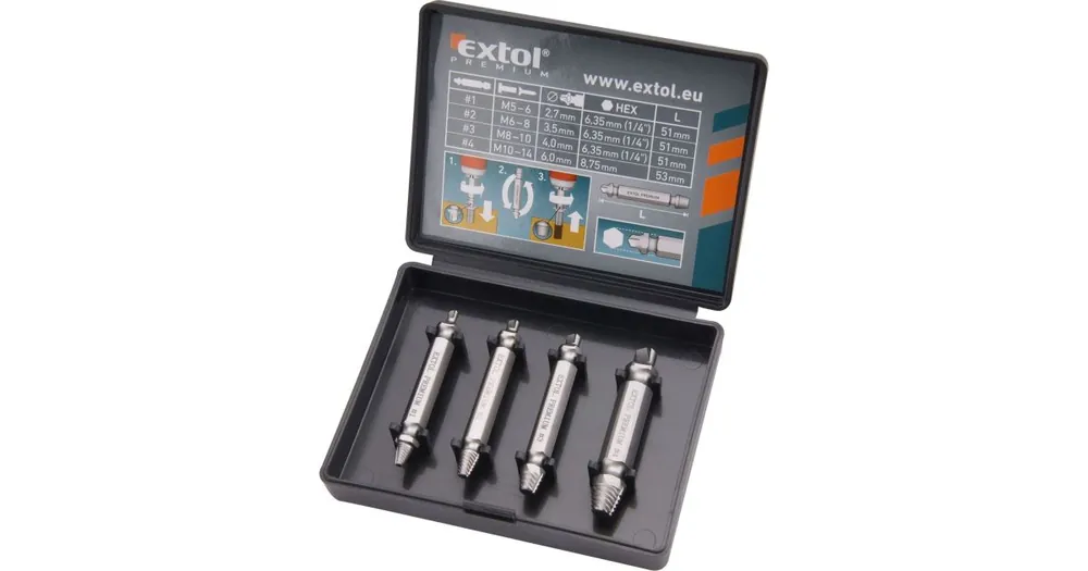 Top-Angebot EXTOL PREMIUM Bolzenausdreher-Set, 4-teilig, M5-14, HSS