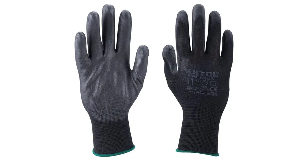 EXTOL Polyesterhandschuhe, halb mit PU getaucht, schwarz, Größe 11" 8856638 Abverkauf