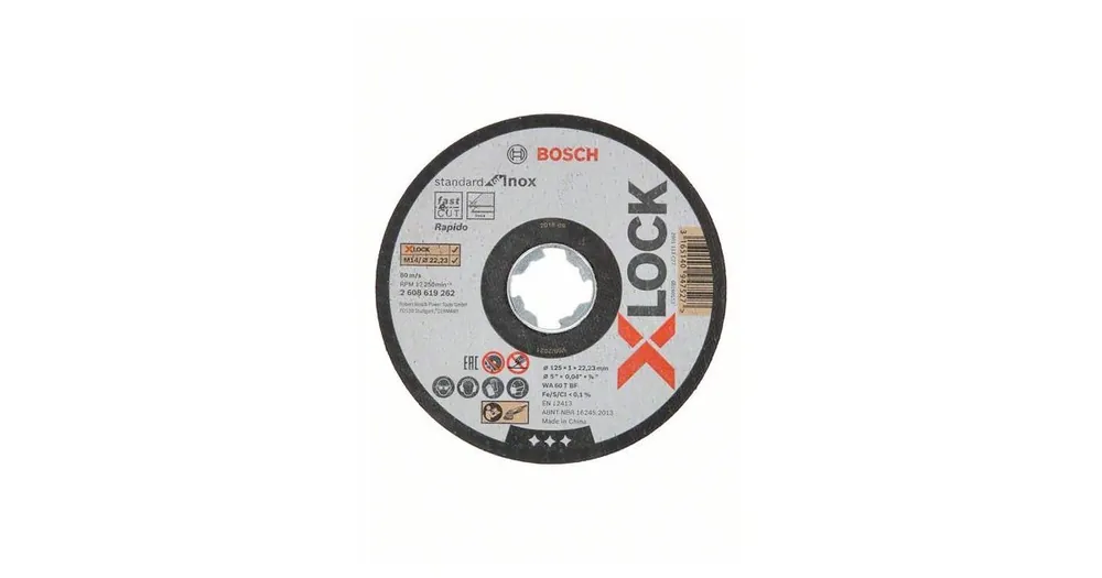 Finale Aktion BOSCH X-LOCK Flachtrennscheibe Standard für Inox-System 10×125×1×22,23 mm WA 60 T BF, 10 x 125 x 1 x 22,23 mm 2608619267
