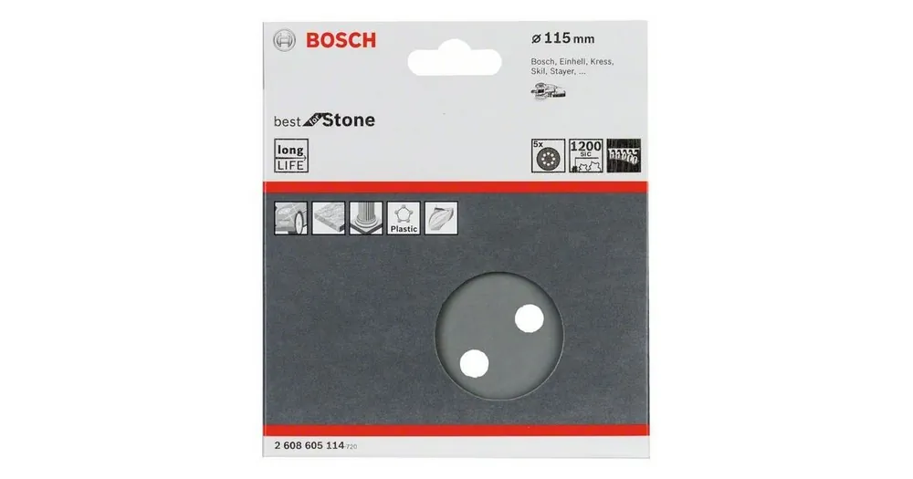 Preisreduziert BOSCH Schleifpapier F355, 5er Pack 115 mm, 600 2608605113