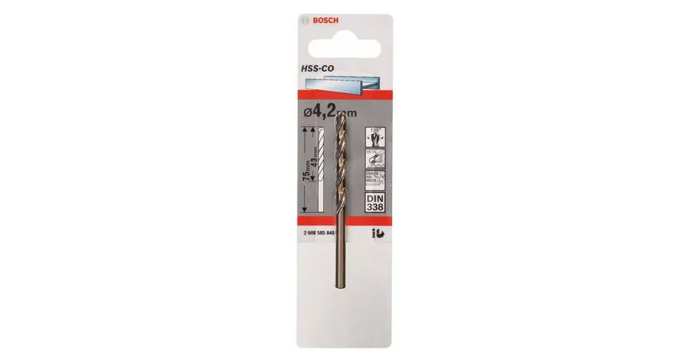 BOSCH Bohrer für Metall HSS-Co, DIN 338 4,2 x 43 x 75 mm 2608585848 Neue Kollektion
