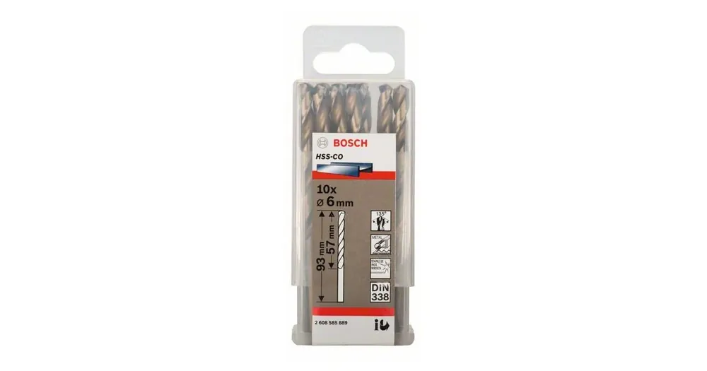 Bestseller BOSCH Bohrer für Metall HSS-Co, DIN 338 6 x 57 x 93 mm (10 Stück) 2608585889