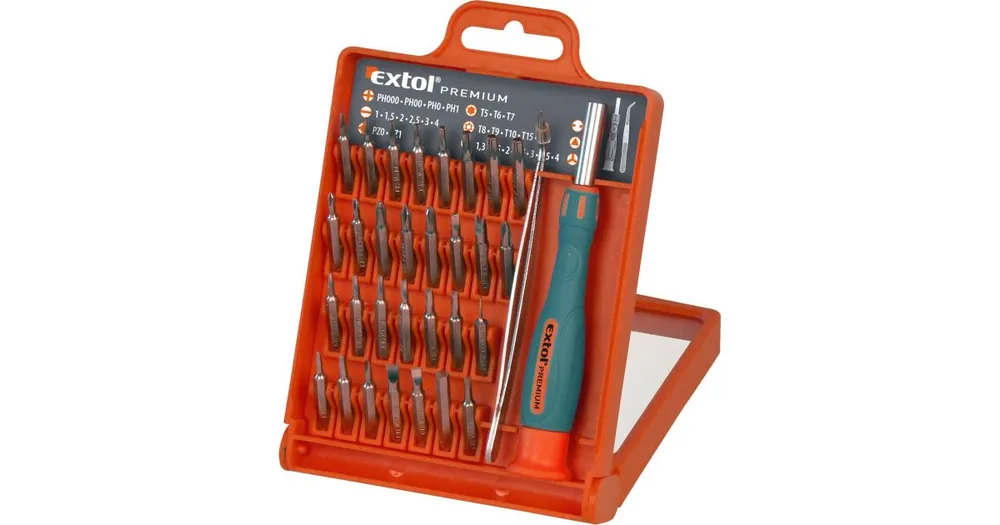 EXTOL PREMIUM Uhrenschraubendreher mit Spitzen, 32-teiliges Set. Top-Preis