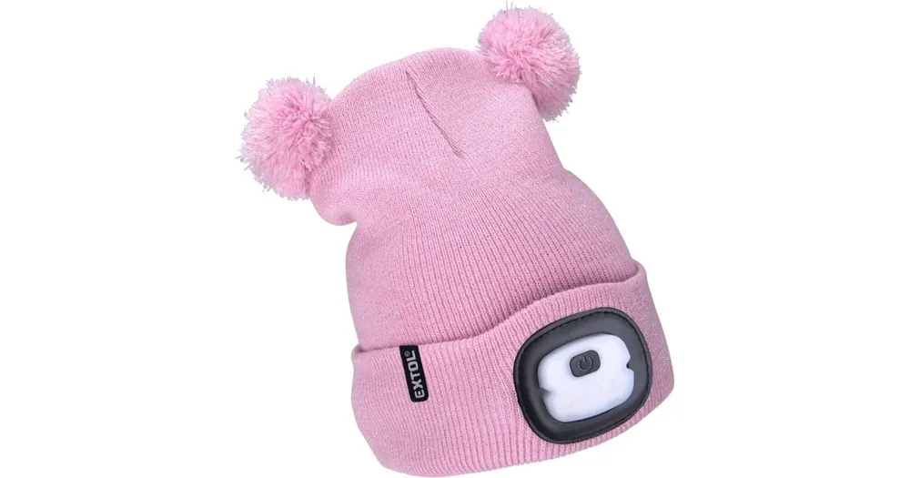 Garantierte Lieferung Extol Lichtmütze mit Stirnlampe (4x25lm), USB-Ladefunktion, pink mit Glitzer und Bommeln, Kindergröße 43458