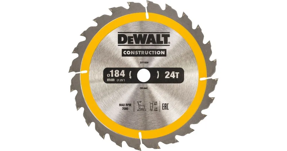 Begrenztes Angebot DeWALT Sägeblatt 184 x 16 mm, 24 Zähne, Längsschnitt DT1939