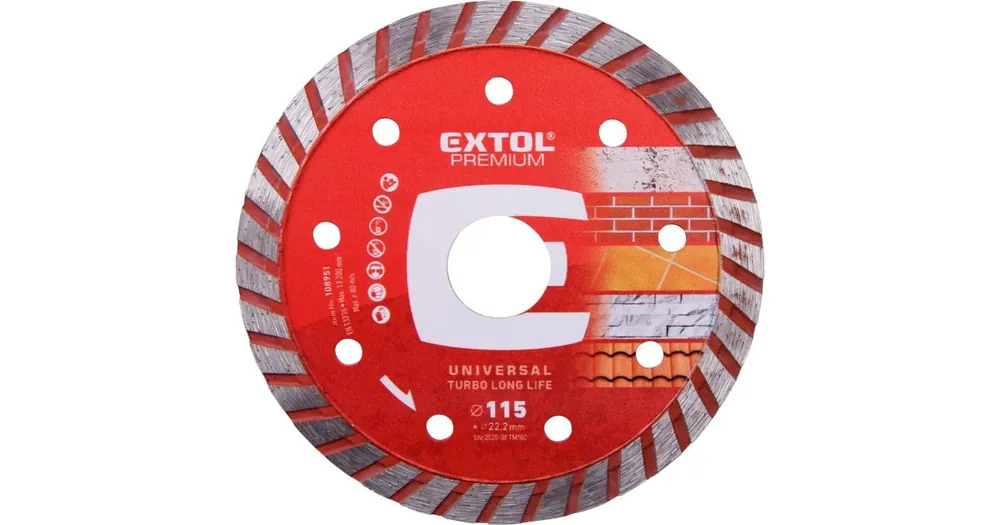 Meistverkauft EXTOL PREMIUM Diamanttrennscheibe, Turbo Long Life – für Trocken- und Nassschnitt, 115 x 22,2 x 2,3 mm 108951