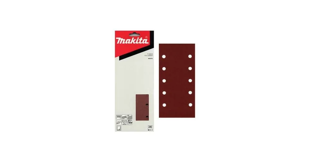 MAKITA Schleifpapier Klett 115x229 mm 10 Löcher K60, 10 Stück P-33180 Mega-Angebot