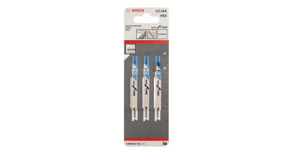 BOSCH Sägeblatt für Säbelsäge U 118 A Basic für Metall (3 Stück) 2608631511 Garantierte Lieferung