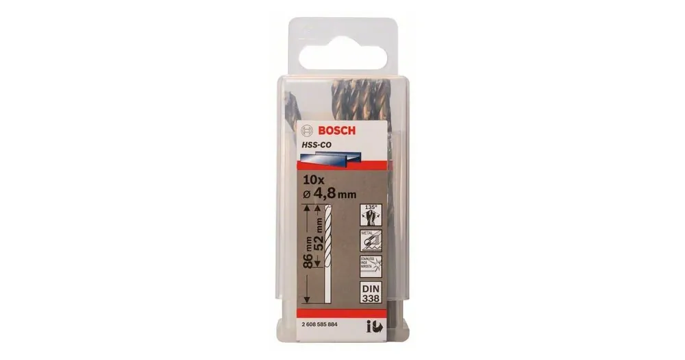 Bestpreis BOSCH Metallbohrer HSS-Co, DIN 338 4,8 x 52 x 86 mm (10 Stück) 2608585884