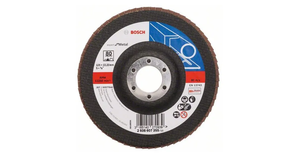 Echt BOSCH Fächerschleifscheibe X551, Expert for Metal D = 115 mm; G = 60, gebrochen 2608606753