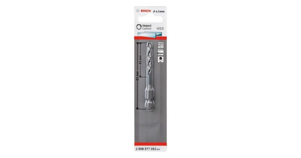 BOSCH Spiralbohrer mit Sechskantschaft HSS 4,0 mm 4 x 43 x 83 mm 2608577052 Heißes Angebot
