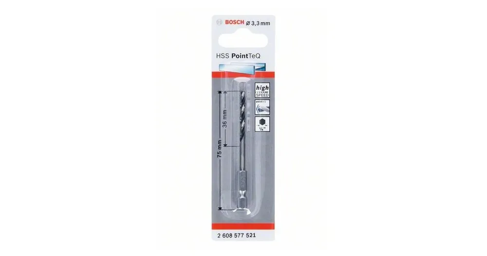 Letzte Chance BOSCH Bohrer für Metall HSS PointTeQ HEX mit 6-Punkt-Schaft; 3,3 mm 2608577521