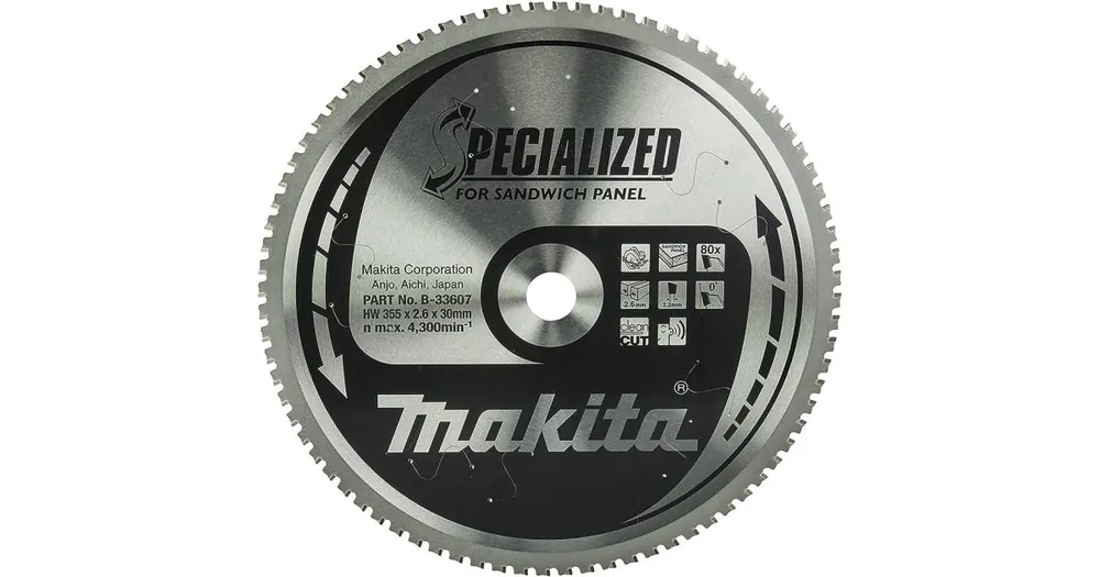 Billig MAKITA Sandwichplatten-Sägeblatt SPECIALIZED 355x2,6x30 mm 80 Zähne B-33607