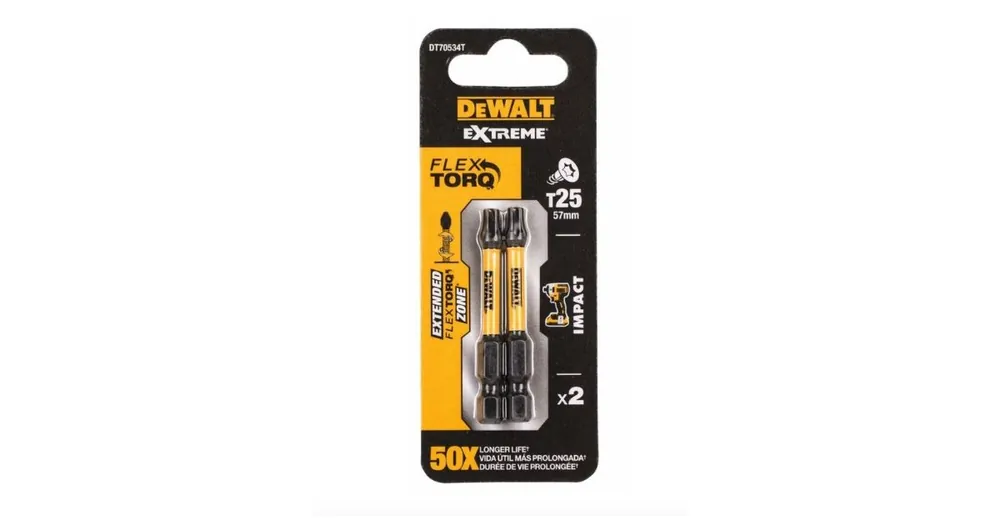 Begrenztes Angebot DeWALT Torx-Schraubendreher-Bit TORX T25, EXTREME (2 Stück) DT70534T