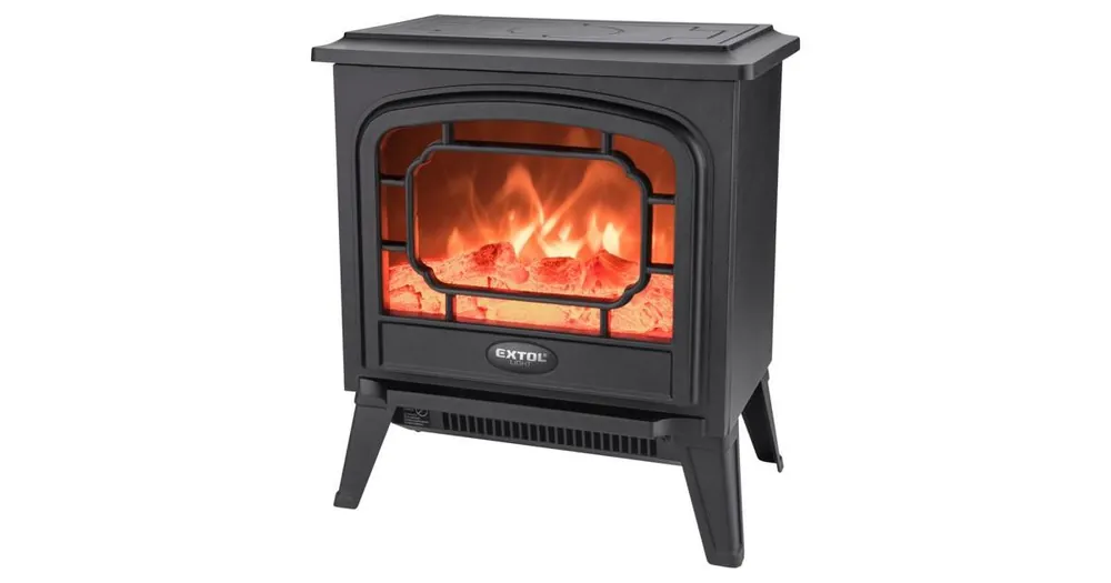 Preisreduziert EXTOL Elektrokamin mit flammendem LED-Feuer und Heizfunktion, 1800 W 43420