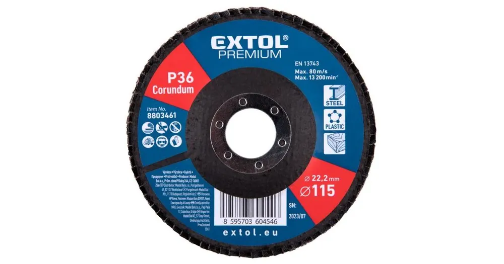 EXTOL Fächerscheibe, schräges Korund, Durchmesser 115 mm, P36 8803461 Neu