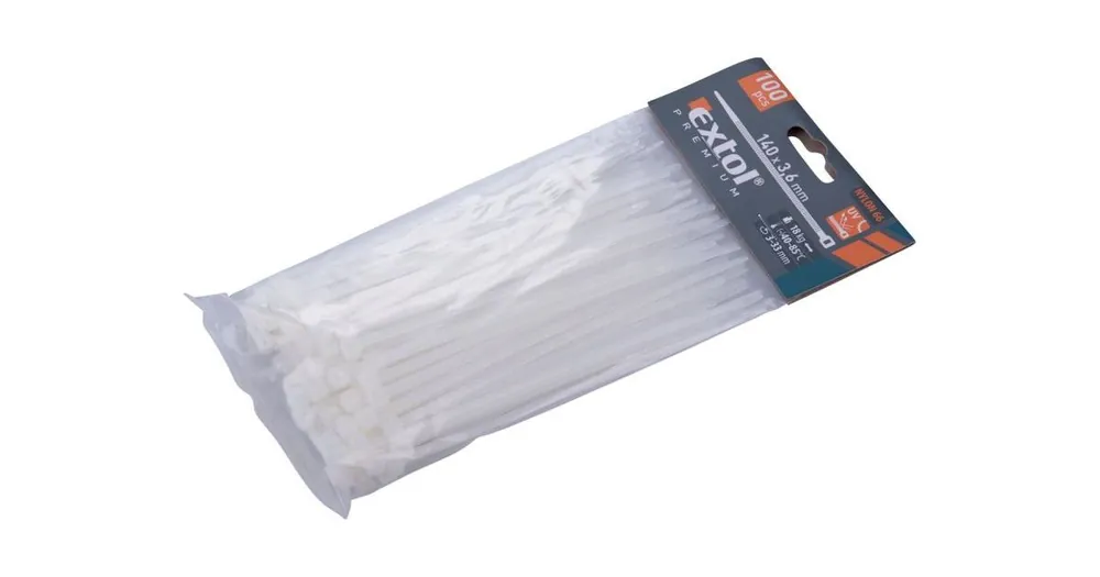 EXTOL Kabelbinder weiß, 140 x 3,6 mm, 100 Stück, Nylon PA66 8856105 Online Kaufen