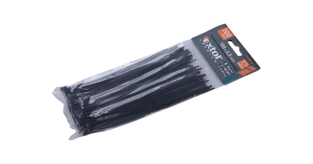 EXTOL Kabelbinder schwarz, 150 x 2,5 mm, 100 Stück, Nylon PA66 8856154 Markenprodukt