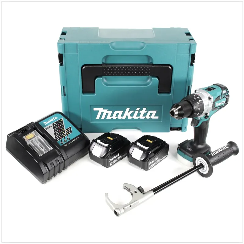 Neue Ware Makita DHP 481 RTJ 18V Akku Schlagbohrschrauber Brushless 115 Nm im Makpac mit 2x BL1850 B 5,0 Ah Akku und Ladegerät