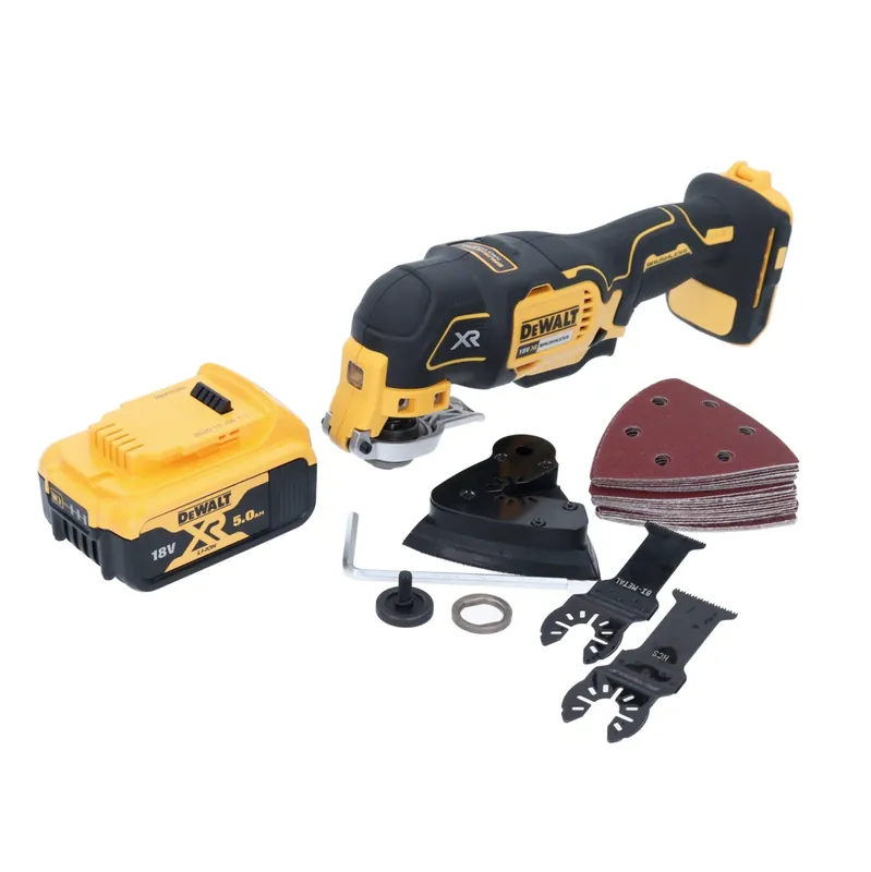 Echt DeWalt DCS 355 N Akku Oszillierer Multitool 18 V Brushless + 1x Akku 5,0 Ah + Zubehör - ohne Ladegerät