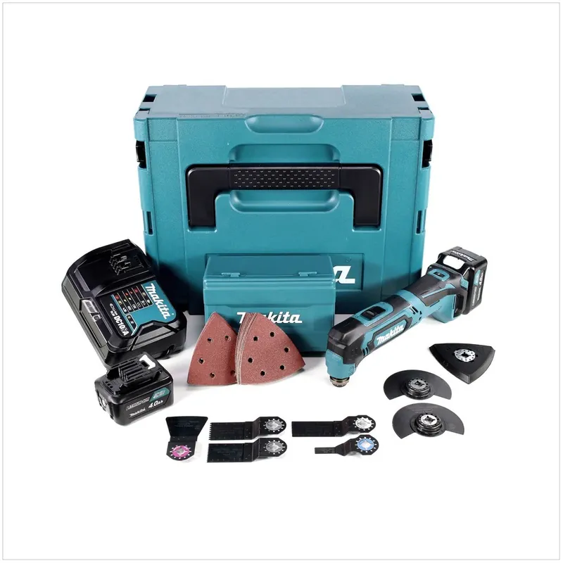 Top-Angebot Makita TM 30 DSMJX5 Akku-Multifunktions-Werkzeug + 2 x 4 Ah Akku + Ladegerät inkl. 41-teiliges Zubehörset im Makpac