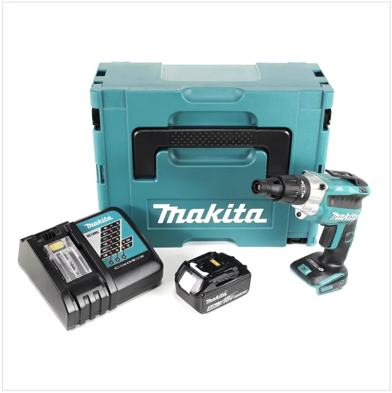 Makita DFS 251 RM1J 18 V Li-Ion Trockenbauschrauber Brushless im Makpac mit 1x BL1840 B 4,0 Ah Akku und DC18RC Ladegerät Begrenztes Angebot