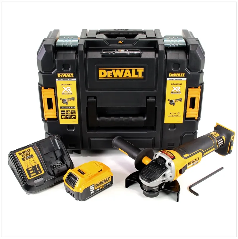 Schnäppchen DeWalt DCG 405 P1 Akku Winkelschleifer 18V 125mm Brushless + 1x Akku 5,0Ah + Ladegerät + TSTAK