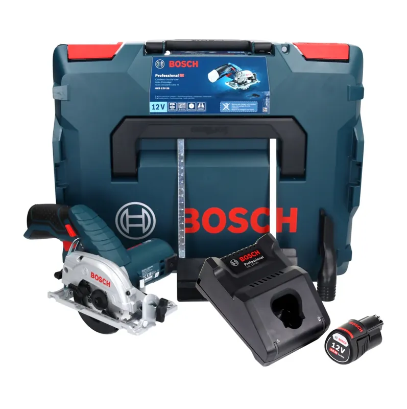 Garantierte Lieferung Bosch GKS 12V-26 Professional Akku Handkreissäge 12 V 85 mm + 1x Akku 3,0 Ah + Ladegerät + L-Boxx