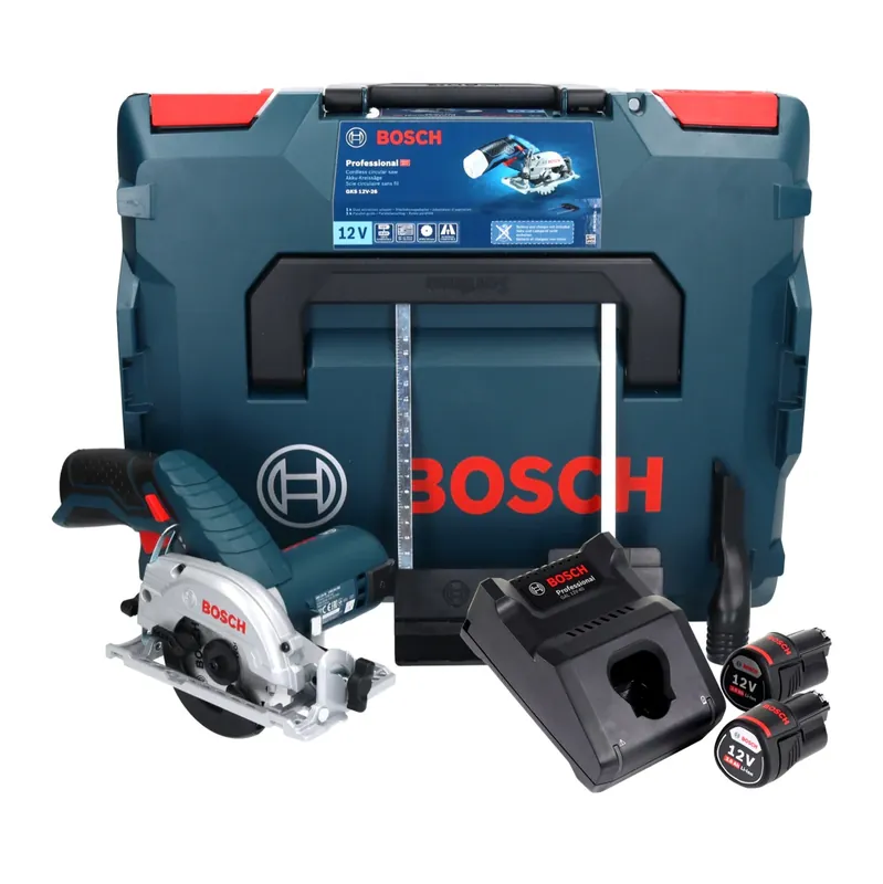 Billig Bosch GKS 12V-26 Professional Akku Handkreissäge 12 V 85 mm + 2x Akku 3,0 Ah + Ladegerät + L-Boxx