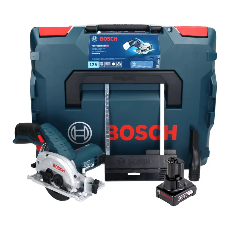 Geprüft Bosch GKS 12V-26 Professional Akku Handkreissäge 12 V 85 mm + 1x Akku 6,0 Ah + L-Boxx - ohne Ladegerät
