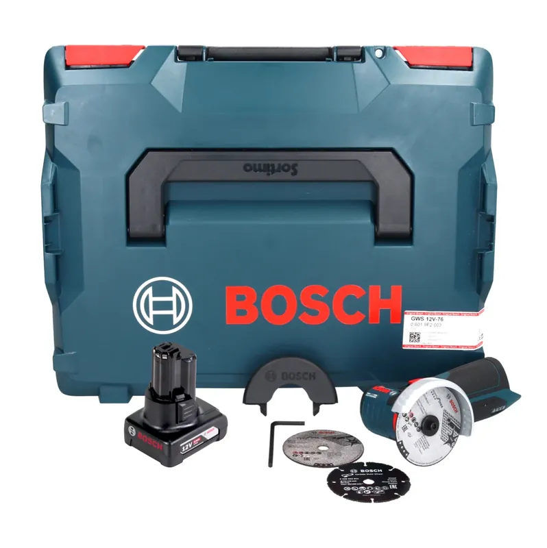 Bosch GWS 12V-76 Professional Akku Winkelschleifer 12 V 76 mm Brushless + 1x Akku 6,0 Ah + L-Boxx - ohne Ladegerät Kracherpreis