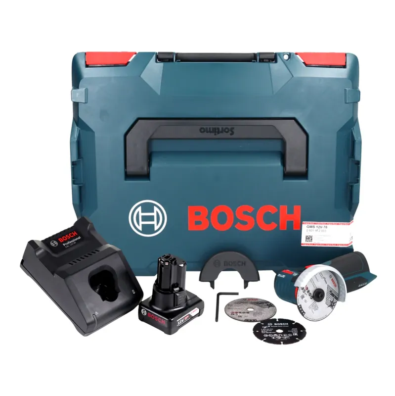 Bosch GWS 12V-76 Professional Akku Winkelschleifer 12 V 76 mm Brushless + 1x Akku 6,0 Ah + Ladegerät + L-Boxx Preis Gesenkt