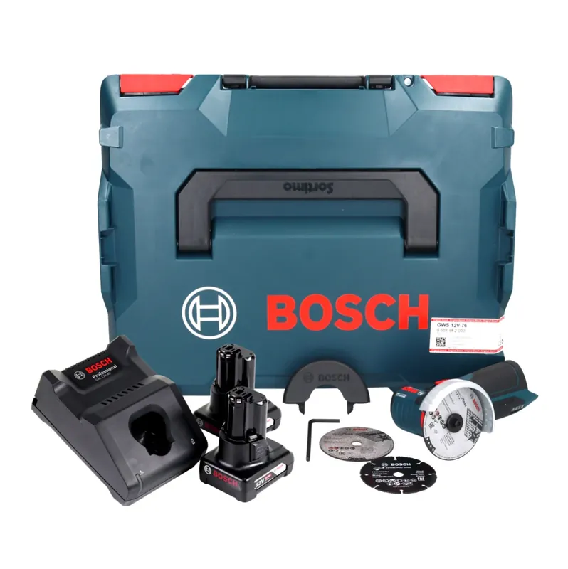 Neue Kollektion Bosch GWS 12V-76 Professional Akku Winkelschleifer 12 V 76 mm Brushless + 2x Akku 6,0 Ah + Ladegerät + L-Boxx